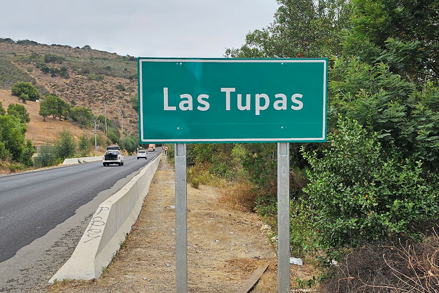 Señal vial informativa Las Tupas instalada en ruta